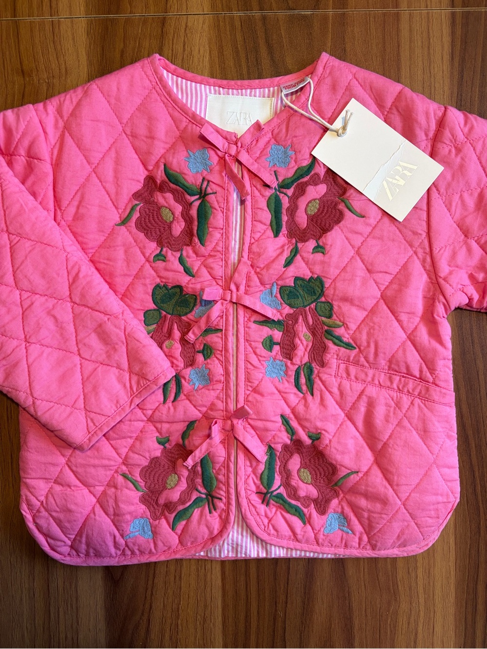 NWT Zara 4Y Quilted Flower Embroidered Jacket